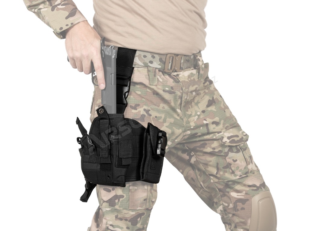 Drop leg molle panel with pouches and pistol holster - Black
 [Imperator Tactical]