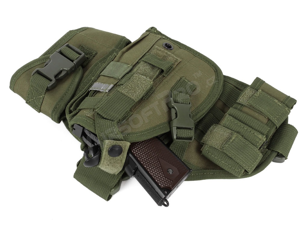 Drop leg molle panel with pouches and pistol holster - Olive

 [Imperator Tactical]