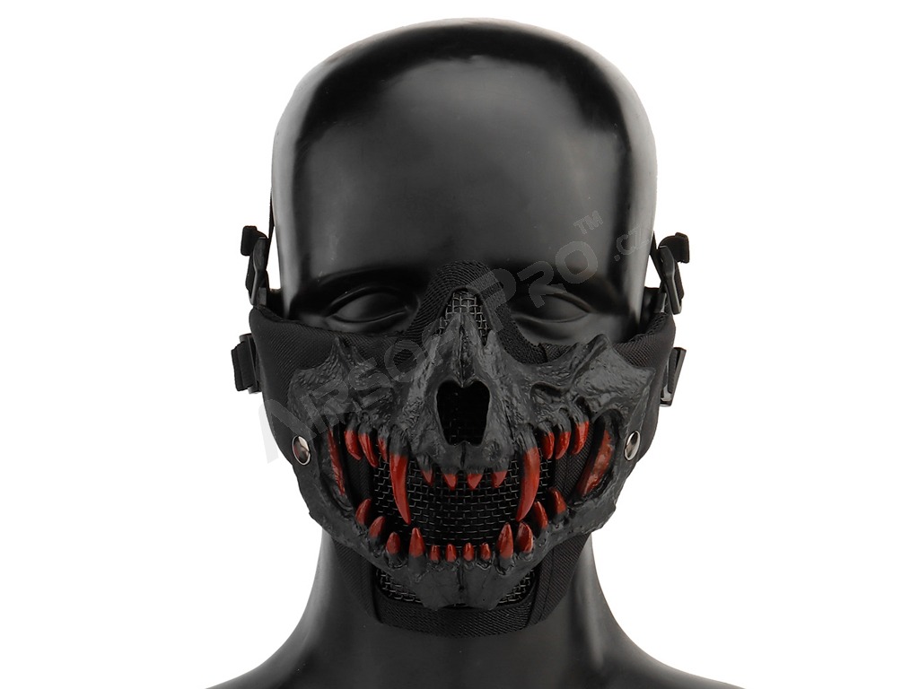 Taktická maska obličeje Glory s černými 3D tesáky - černá [Imperator Tactical]