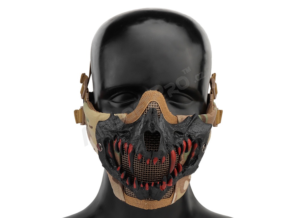 Taktická maska obličeje Glory s černými 3D tesáky - Multicam [Imperator Tactical]
