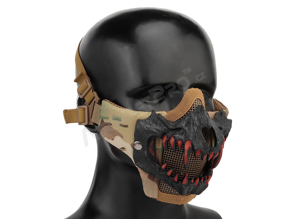 Taktická maska obličeje Glory s černými 3D tesáky - Multicam [Imperator Tactical]
