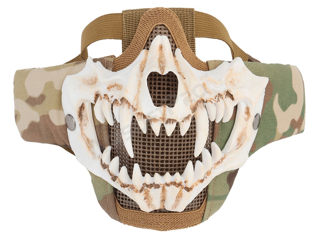 Taktická maska obličeje Glory s bílými 3D tesáky - Multicam [Imperator Tactical]