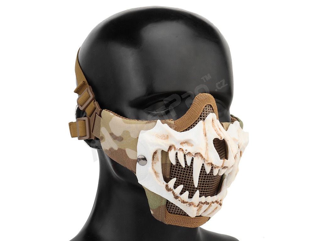 Taktická maska obličeje Glory s bílými 3D tesáky - Multicam [Imperator Tactical]
