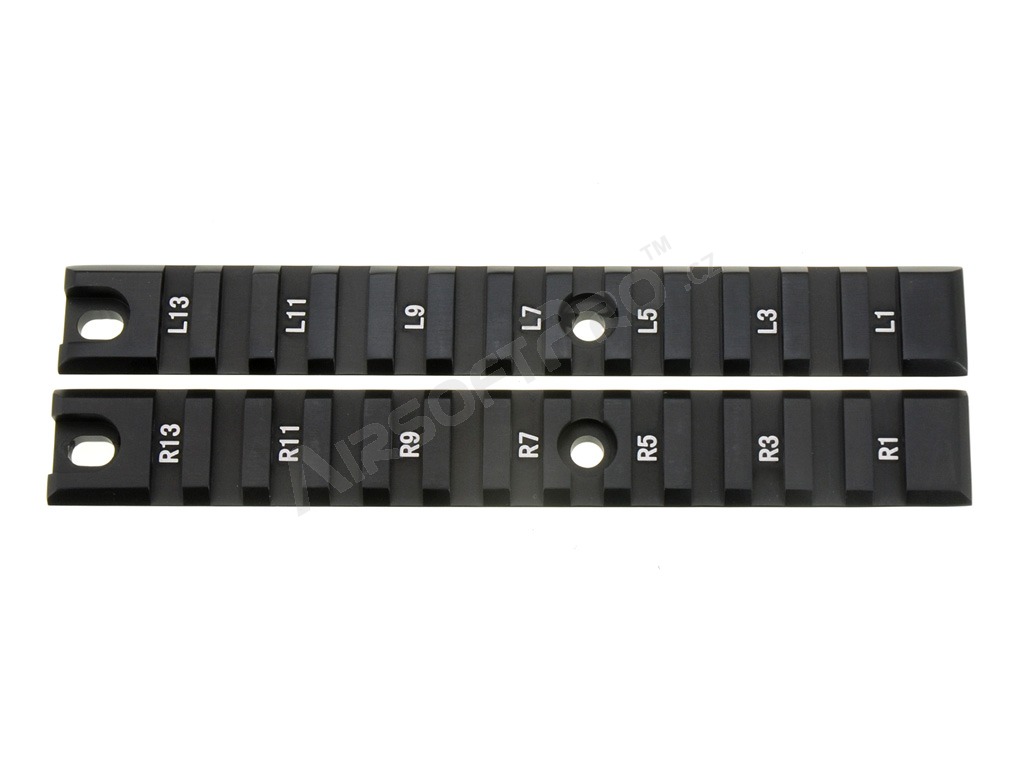 Set 2ks montážních CNC RIS (Picatiny) lišt pro G36C, dlouhé - černé [JJ Airsoft]