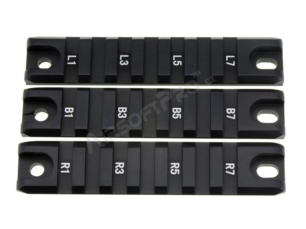 Set 3ks montážních CNC RIS (Picatiny) lišt pro G36C - černé [JJ Airsoft]