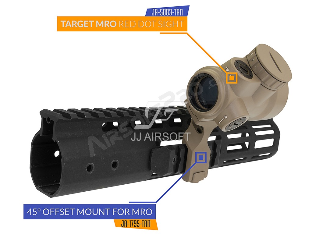 Red Dot MBO with killflash and 45° offset mount - TAN [JJ Airsoft]