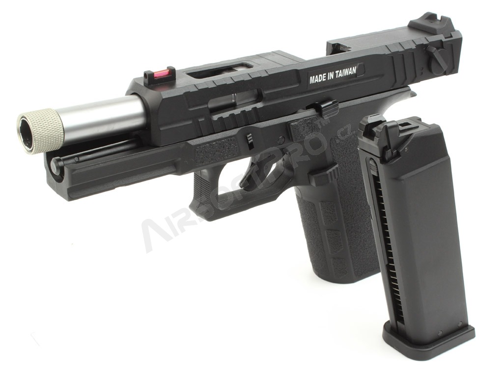 Pistolet airsoft KP-13F, canon fileté, blowback avec dose (GBB) - noir [KJ Works]