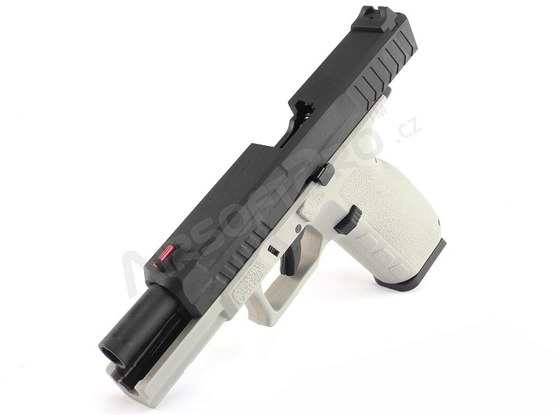 Airsoftová pistole KP-13, černý kovový závěr, blowback (GBB) - šedá [KJ Works]