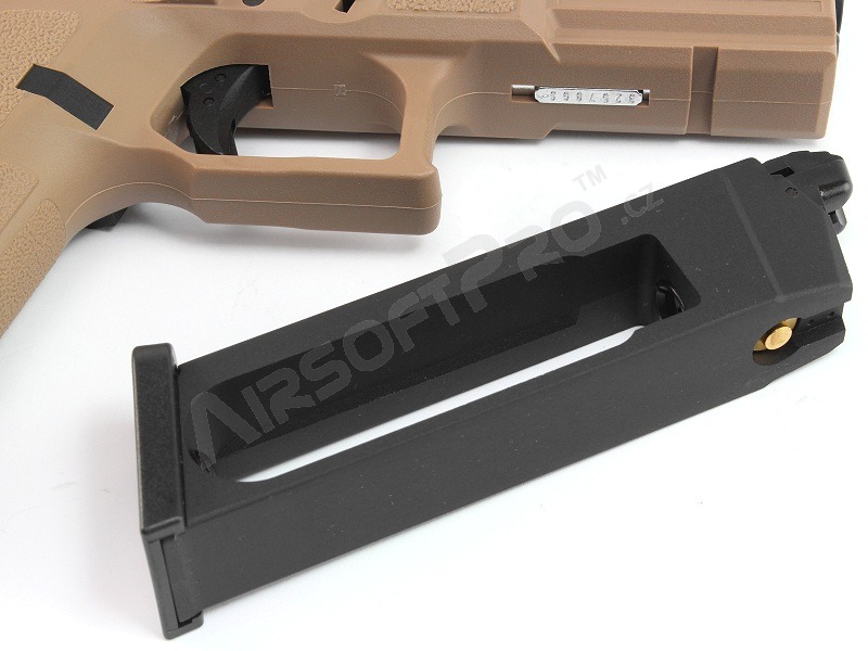 Airsoft pistol KP-13, black metal slide, blowback, CO2 - TAN [KJ Works]