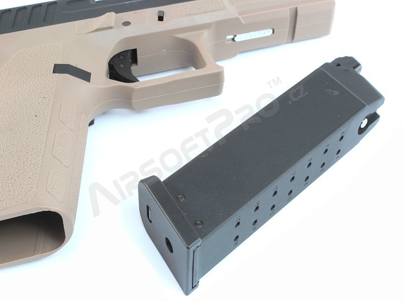 Airsoft pistol KP-13, black metal slide, blowback (GBB) - TAN [KJ Works]