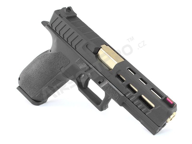 Airsoft pistol KP-13C, metal slide, gold barrel, blowback (GBB) - black [KJ Works]