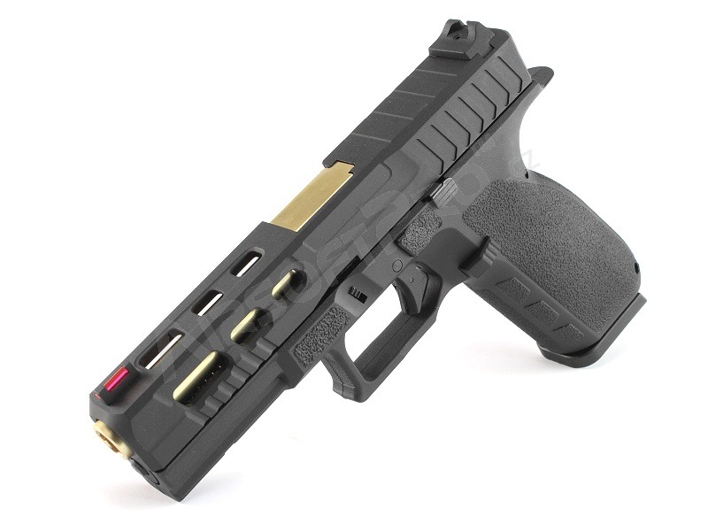 Airsoft pistol KP-13C, metal slide, gold barrel, blowback (GBB) - black [KJ Works]