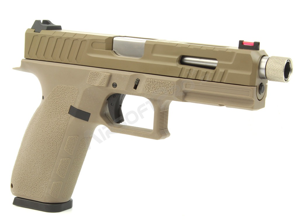 Airsoft pistol KP-13F, barrel with thread, blowback with a dose (CO2) - TAN [KJ Works]