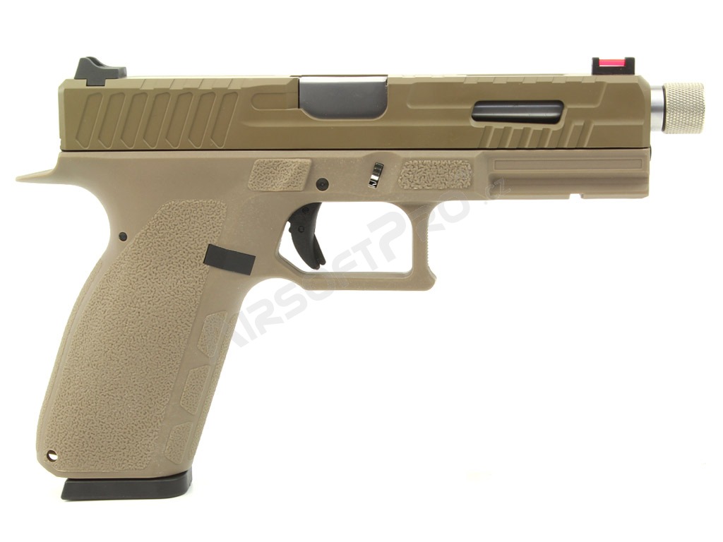 Airsoft pistol KP-13F, barrel with thread, blowback with a dose (GBB) - TAN [KJ Works]