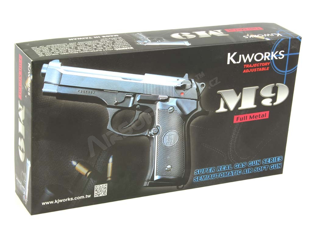Airsoft pistol M9, full metal, gas blowback - black [KJ Works]