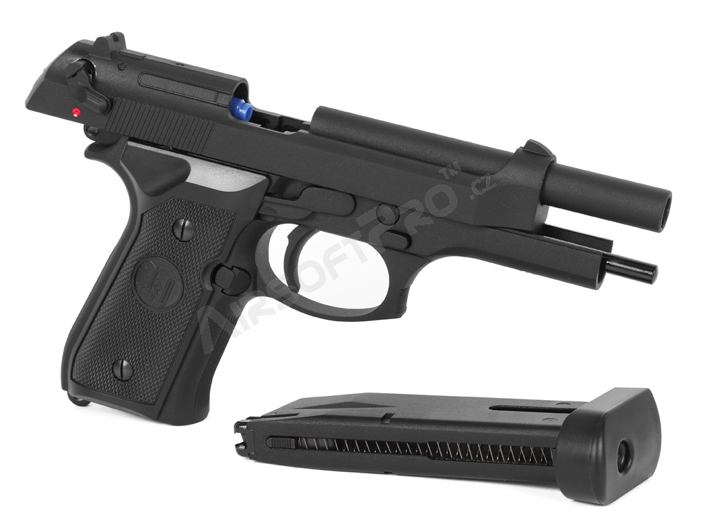 Airsoftová pistole M9 - černá - celokov, blowback - CO2 [KJ Works]