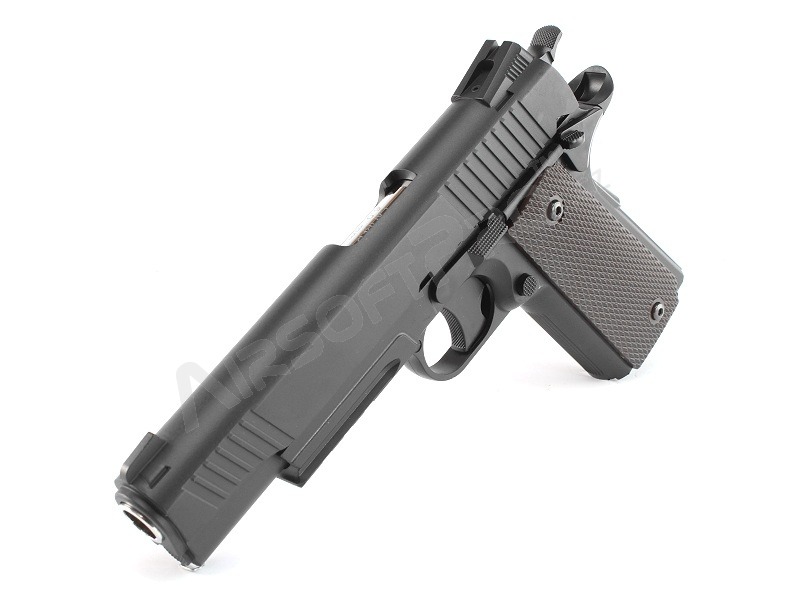 Pistolet airsoft CQBP M45A1 CO2, glissière métal, sans recul - noir [KWC]