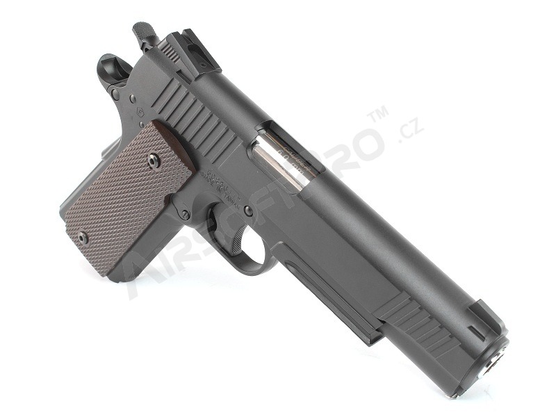 Pistolet airsoft CQBP M45A1 CO2, glissière métal, sans recul - noir [KWC]
