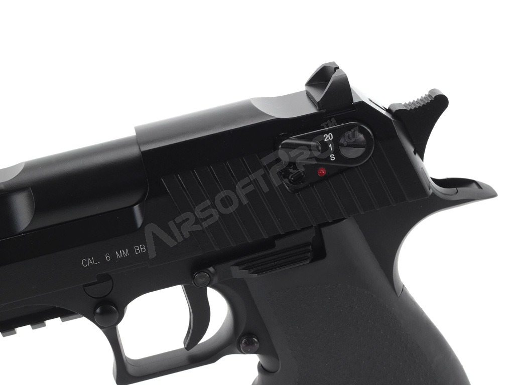 Pistolet airsoft DE .50AE L6 CO2, glissière métal, blowback, full auto - Noir [KWC]
