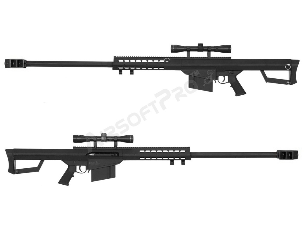 Airsoft sniper puška M82 (LT-20) + puškohled 3-9x40, černá -VRÁCENÁ [Lancer Tactical]