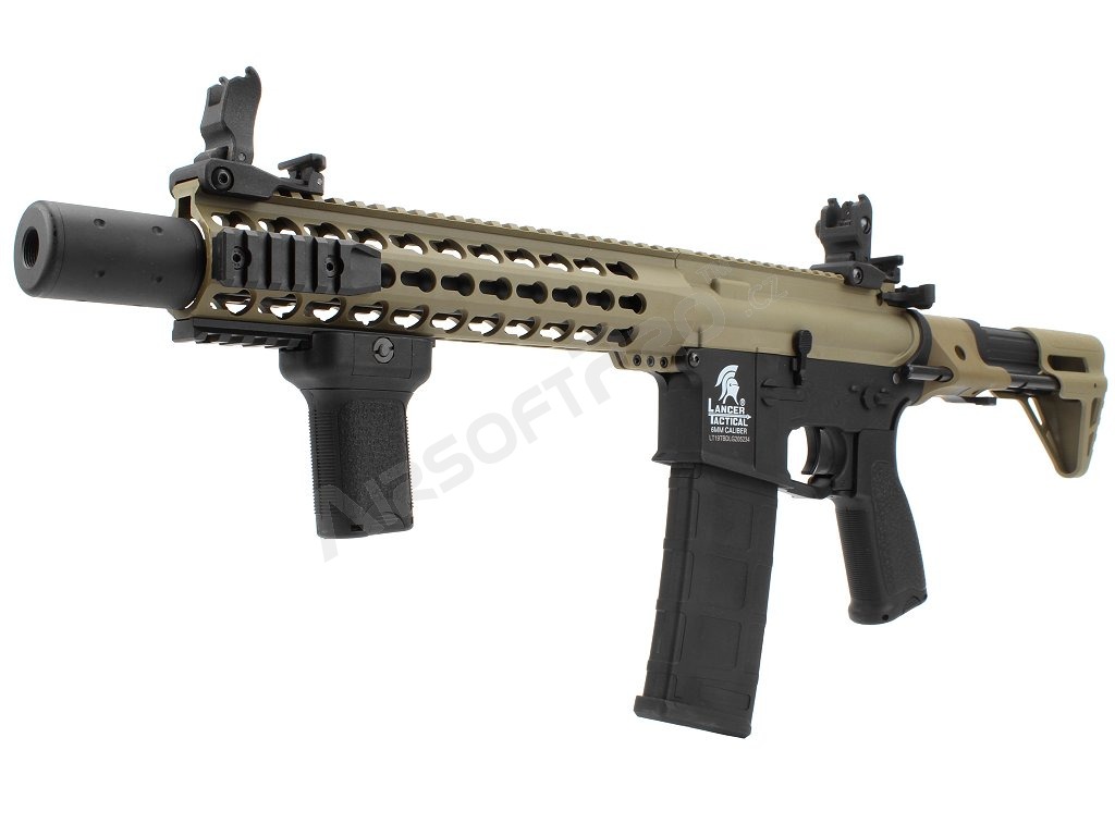 Airsoft rifle M4 Silencer PDW (LT-19 Gen.2) - TAN/Black [Lancer Tactical]