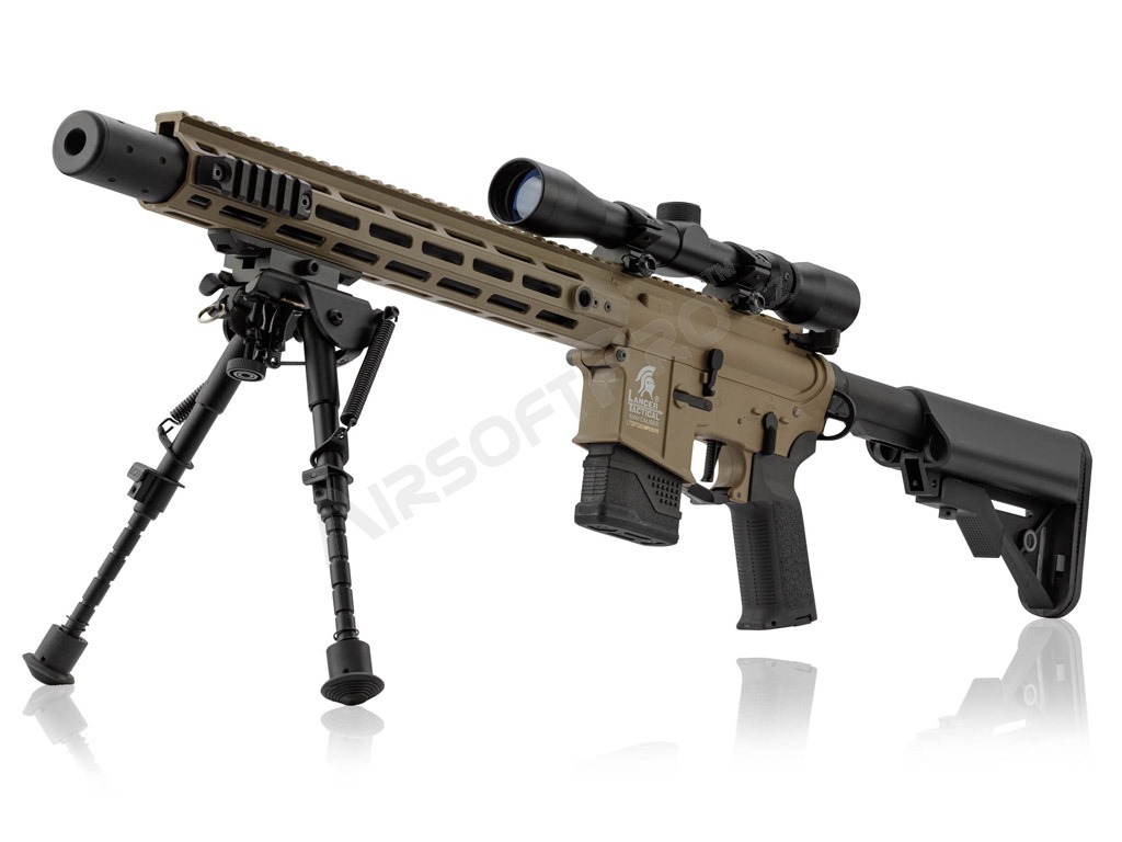 Airsoftová zbraň LT-32 DMR (Gen.2) + dvojnožka + optika + 2x zásobník - TAN [Lancer Tactical]