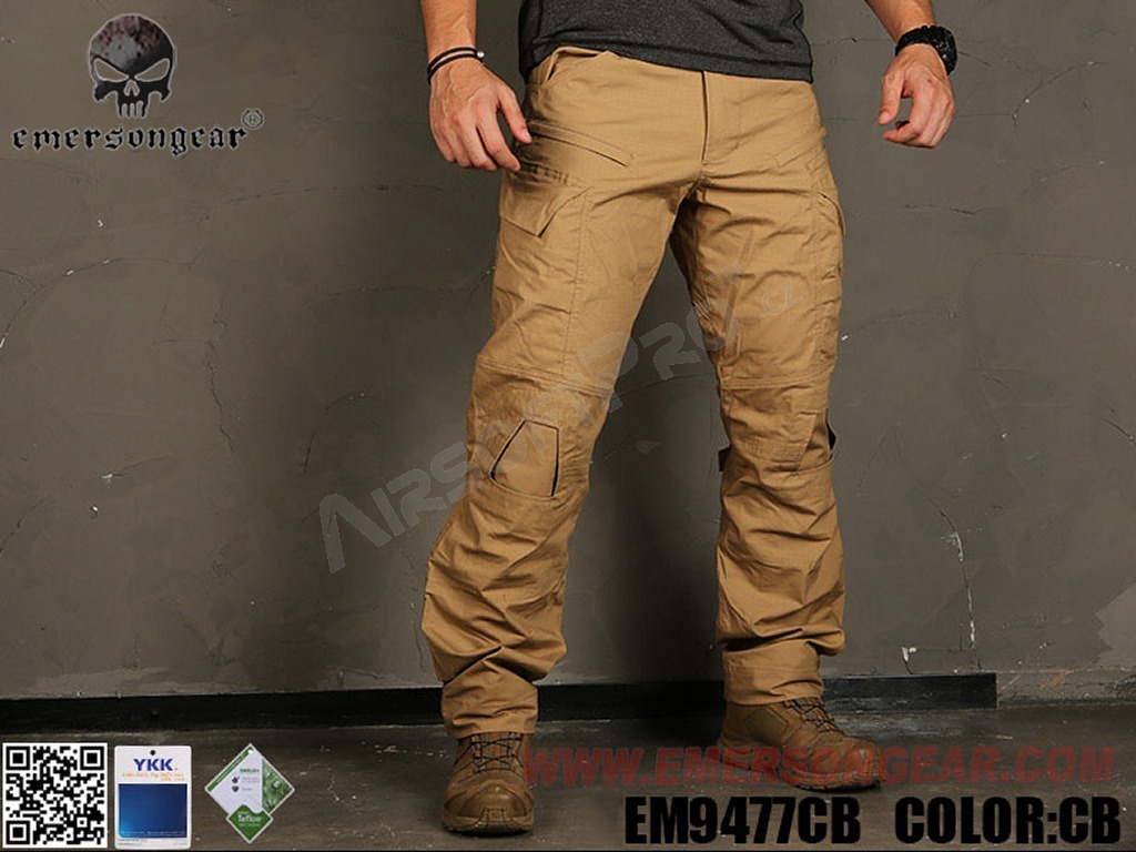 Maskáčové bojové kalhoty E4 - Coyote Brown, Vel.L (34) [EmersonGear]