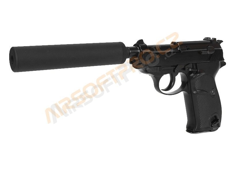 Airsoft pistol P38S with supressor - gas blowback - black [WE]