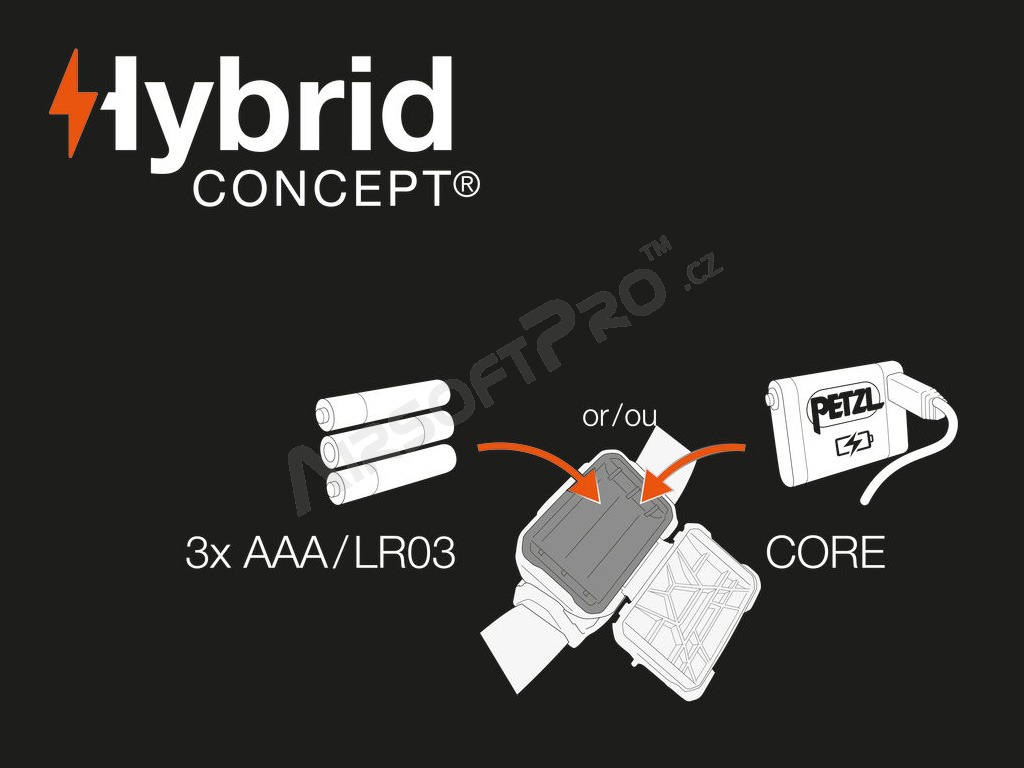 Headlamp Aria 2 RGB Hybrid Concept, 450 lm, AAA batteries - camo [Petzl]