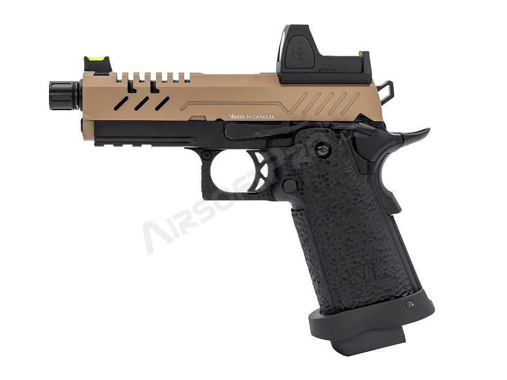 Airsoft GBB pistol Hi-Capa 3.8 PRO + Red Dot, TAN slide [Vorsk]