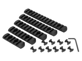 Set of 5 polymer RIS rails for M-LOK handguard - black [A.C.M.]