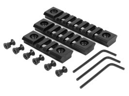Set tří hliníkových odlehčených RIS lišt pro KeyMod předpažbí - 3,5,7 slotů - černé [A.C.M.]