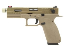 Airsoft pistol KP-13F, barrel with thread, blowback with a dose (CO2) - TAN [KJ Works]