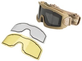Airsoft Mask AERO Series Thermal, TAN - clear, smoke grey, yellow [Lancer Tactical]