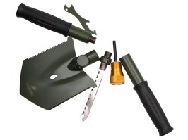 Multifunctional foldable shovel SURVIVAL II 7in1 - olive [Petreq]