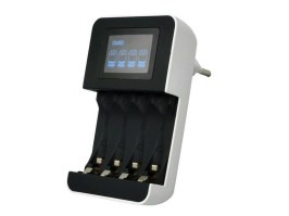 Chargeur AA/AAA à microprocesseur avec affichage LCD, 450mA, 4 canaux [Solight]