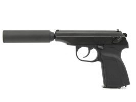 Pistolet airsoft MA 654K, - silencieux avec canon allongé - tout métal, blowback [WE]