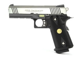 Pistolet airsoft Hi Capa 4.3 OPS Special Edition - GBB, full metal, argenté [WE]