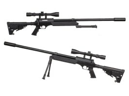 Airsoft sniper APS SR-2 LRV (MB13D) + dvojnožka + puškohled + tlumič [Well]