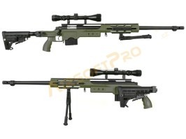 Airsoft sniper MB4412D + puškohled a dvojnožka - olivová [Well]