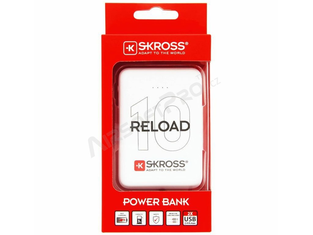 Powerbank Reload 10, 10000mAh, 2x 2A output, microUSB cable [SKROSS]