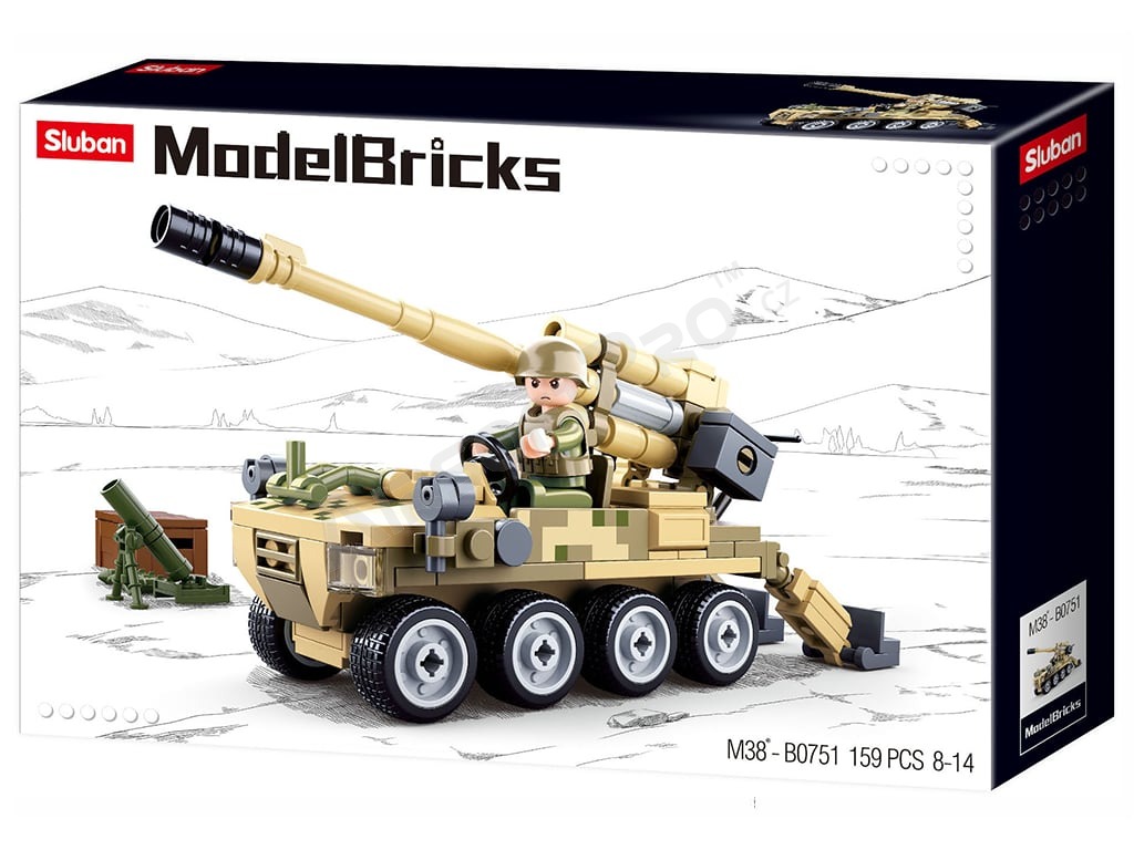 Model Bricks M38-B0751 Canon mobile 8x8 avec mortier terrestre [Sluban]