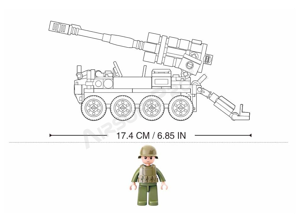 Stavebnice Model Bricks M38-B0751 Mobilní kanón 8x8 s pozemním minometem [Sluban]