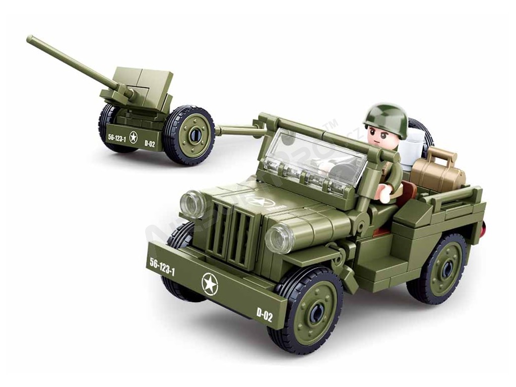 ARMY WW2 M38-B0853 Allied jeep and cannon [Sluban]