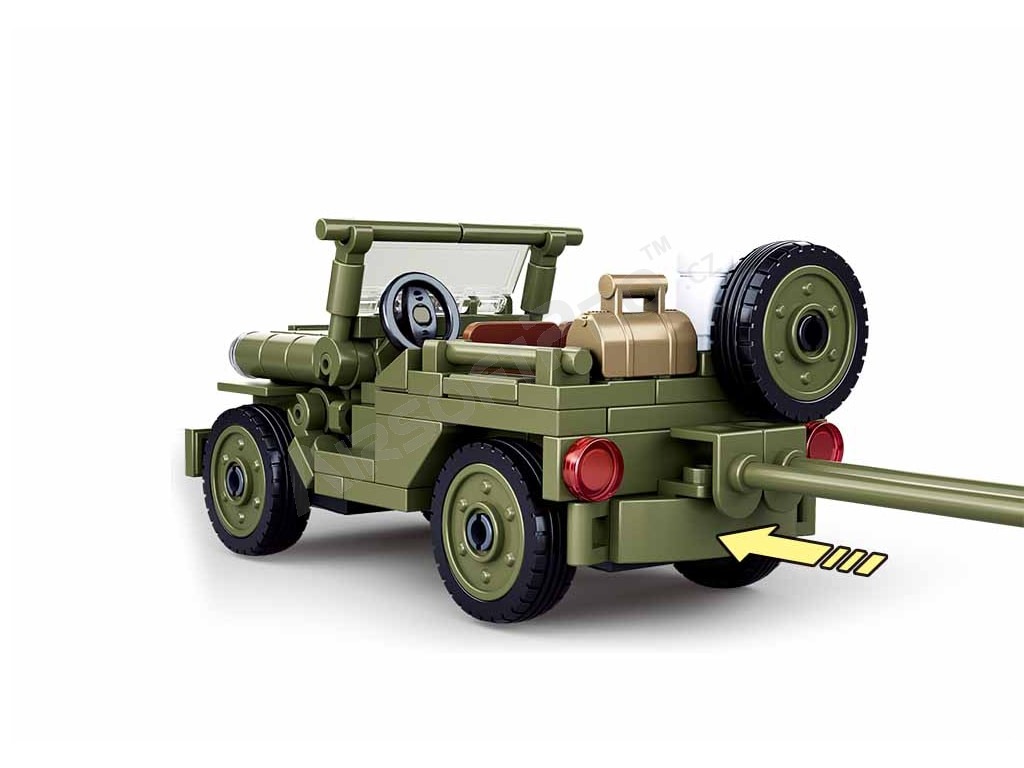 ARMY WW2 M38-B0853 Allied jeep and cannon [Sluban]