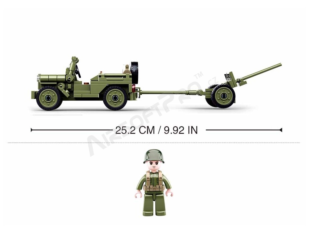 ARMY WW2 M38-B0853 Jeep et canon alliés [Sluban]