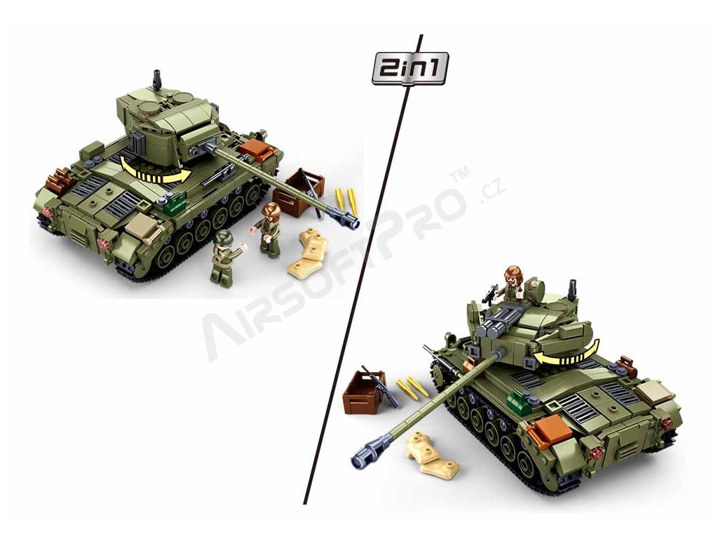 ARMY WW2 M38-B0860 Medium tank and cannon 2in1 [Sluban]