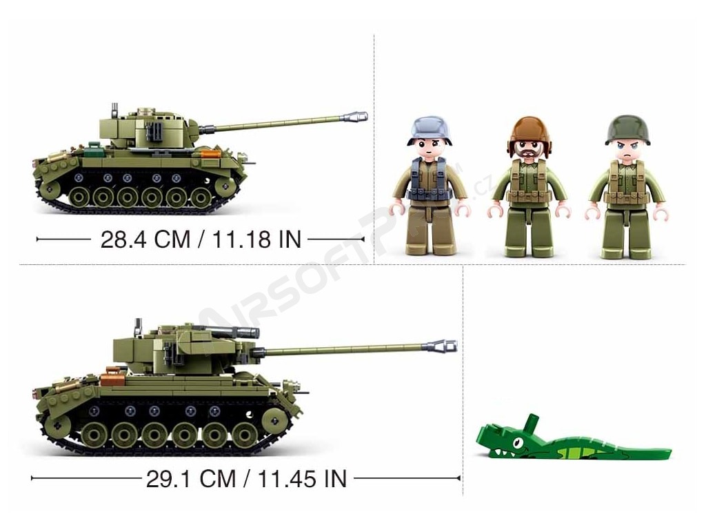ARMY WW2 M38-B0860 Medium tank and cannon 2in1 [Sluban]
