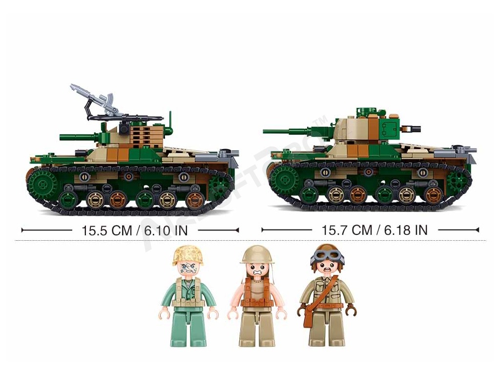 Stavebnice ARMY WW2 M38-B1107 Střední japonský tank Typ 97 2v1 [Sluban]