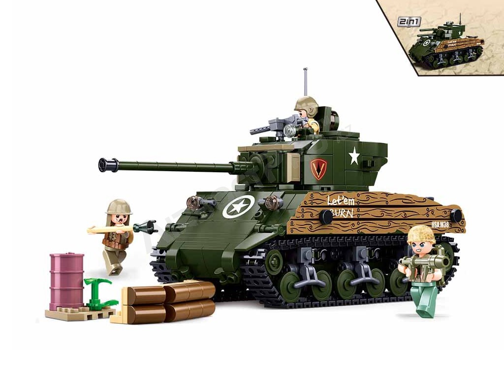 ARMY WW2 M38-B1110 American medium tank M4A3 Sherman 2in1 [Sluban]